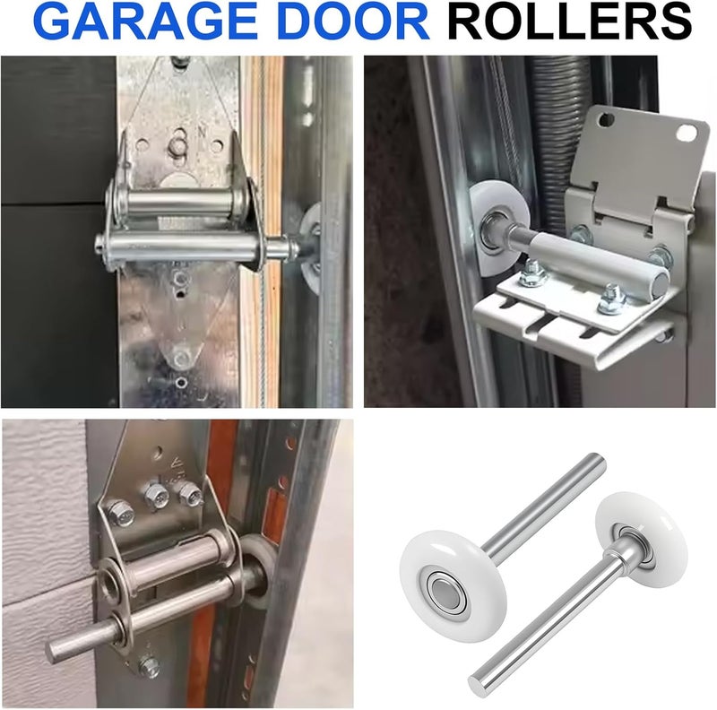 Grngven Nylon Garage Door Rollers, 2pcs 1.8Inch Quiet Garage Door Wheels for 2" Garage Door Track Replacement, 4" Long Roller Wheels Stem, High Load 11 Ball Bearing - Image 4